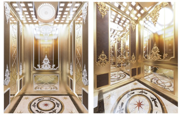 Nội thất thang máy là toàn bộ các thành phần bên trong cabin thang máy