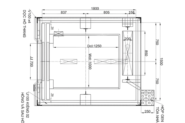 Hình ảnh minh họa, sơ đồ kích thước và bản vẽ thang máy chở hàng