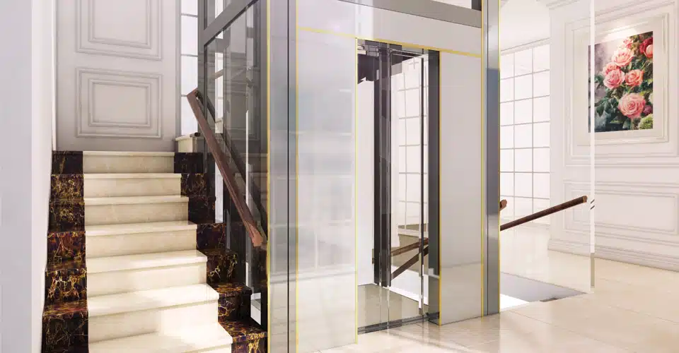 Thang bộ ôm thang máy phong cách tối giản Thang bộ ôm thang máy phong cách tối giản