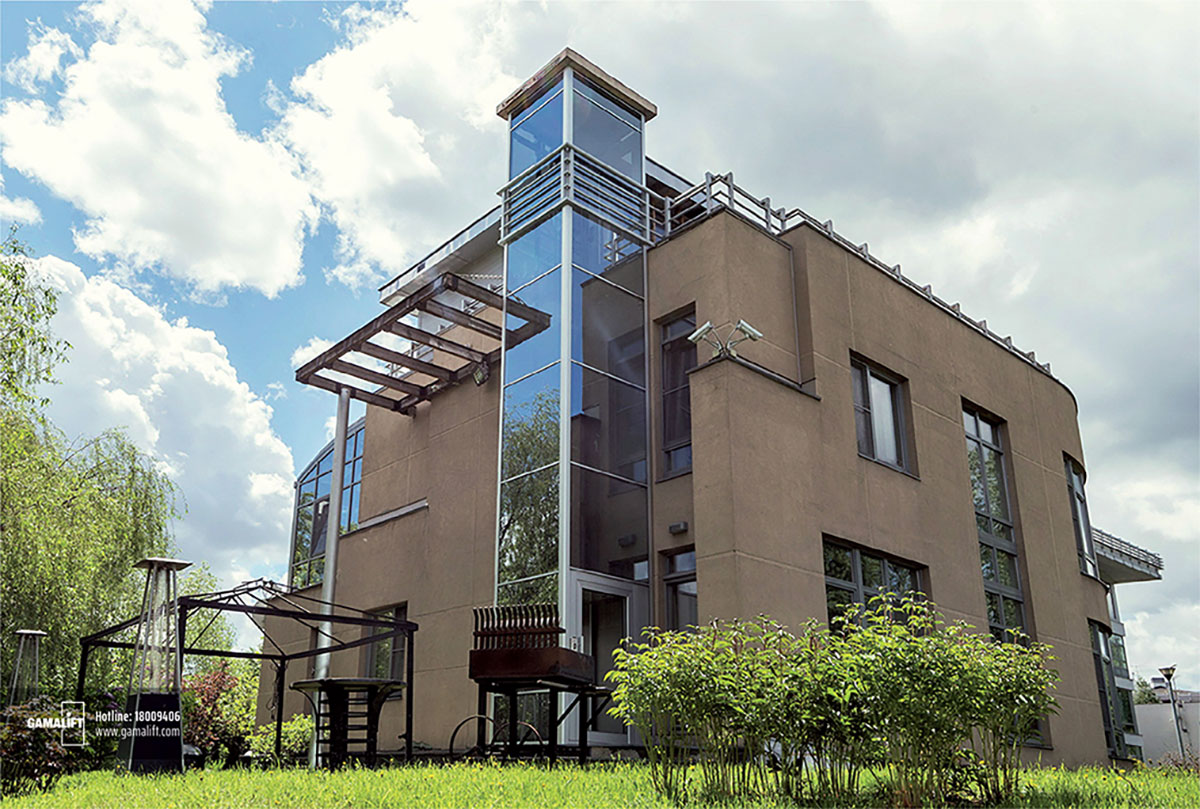 Kiểu nhà có thang máy ngoài trời Kiểu nhà có thang máy ngoài trời