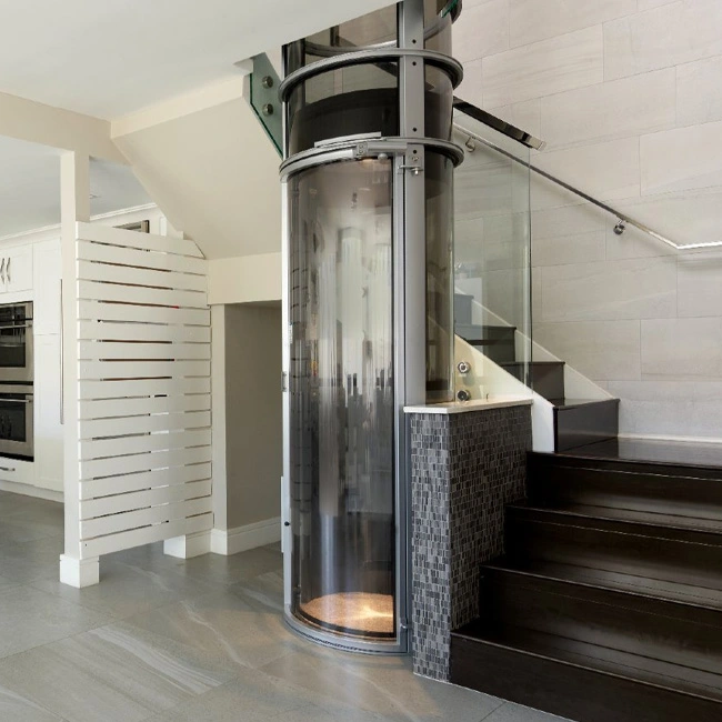 Thang máy tròn khung thép sơn tĩnh điện