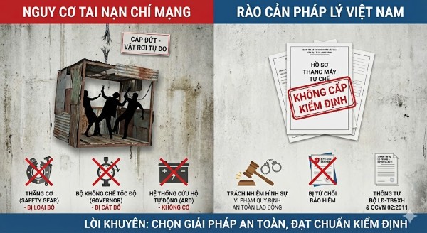 Những rủi ro "chí mạng" và rào cản pháp lý của thang máy tự chế tại Việt Nam Những rủi ro "chí mạng" và rào cản pháp lý của thang máy tự chế tại Việt Nam