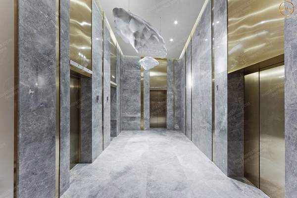 Sảnh thang máy ốp đá tự nhiên