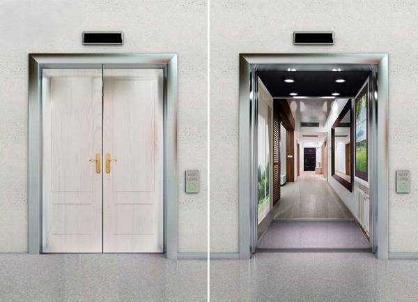 Thang máy 2 cửa là loại thang máy với hai cửa ra vào ở hai phía đối diện