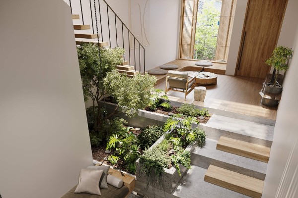 Biến chiếu nghỉ thành góc thư giãn với một chiếc ghế đệm nhỏ và vài chậu cây xanh, tạo nên không gian đọc sách lý tưởng. Biến chiếu nghỉ thành góc thư giãn với một chiếc ghế đệm nhỏ và vài chậu cây xanh, tạo nên không gian đọc sách lý tưởng.