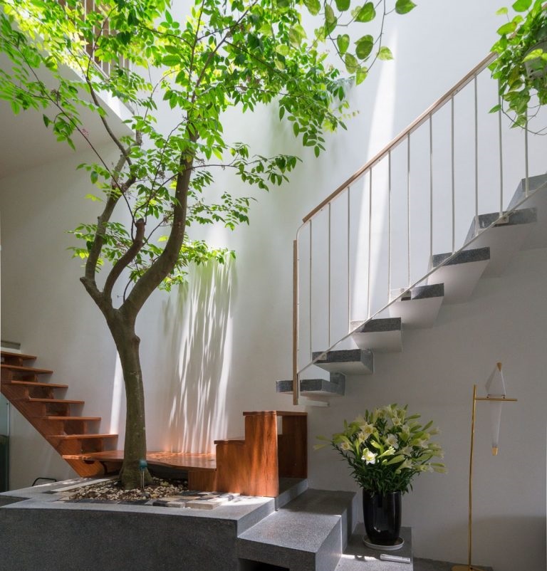 Mẫu cầu thang chữ U kết hợp giếng trời Mẫu cầu thang chữ U kết hợp giếng trời