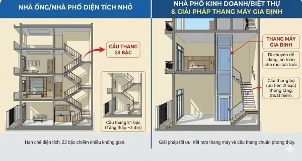 23 bậc có phù hợp cho nhà ống, nhà phố, nhà 3 tầng? 23 bậc có phù hợp cho nhà ống, nhà phố, nhà 3 tầng?