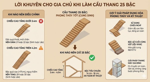 Lời khuyên cho gia chủ khi làm cầu thang 25 bậc Lời khuyên cho gia chủ khi làm cầu thang 25 bậc