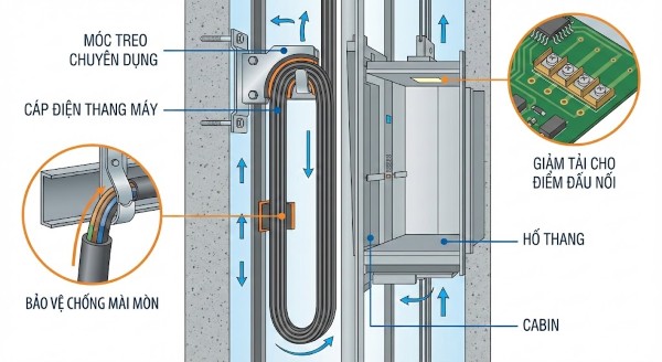 Vai trò của móc treo trong việc cố định cáp điện thang máy Vai trò của móc treo trong việc cố định cáp điện thang máy