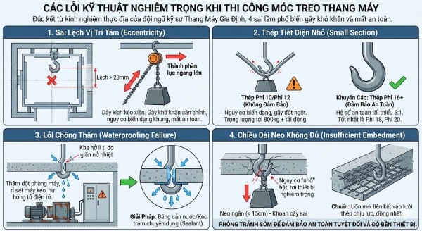 Các lỗi kỹ thuật nghiêm trọng thường gặp khi thi công móc treo Các lỗi kỹ thuật nghiêm trọng thường gặp khi thi công móc treo