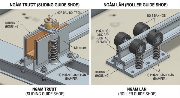 Cấu tạo chi tiết của ngàm dẫn hướng thang máy Cấu tạo chi tiết của ngàm dẫn hướng thang máy