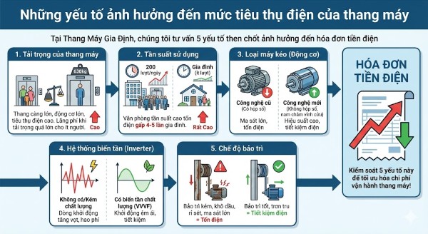 Những yếu tố ảnh hưởng đến mức tiêu thụ điện của thang máy Những yếu tố ảnh hưởng đến mức tiêu thụ điện của thang máy