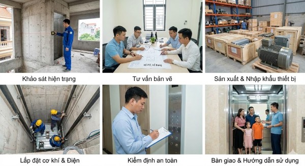 Quy trình thi công thực tế của Thang Máy Gia Định tại miền Bắc Quy trình thi công thực tế của Thang Máy Gia Định tại miền Bắc
