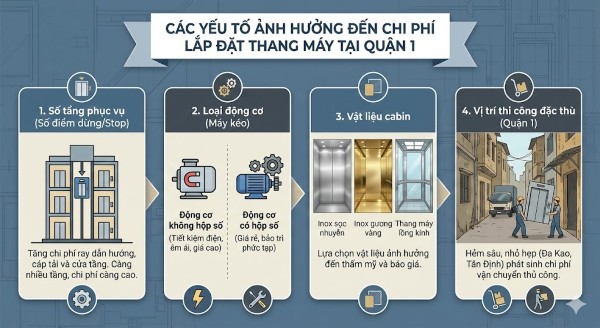 Các yếu tố ảnh hưởng đến chi phí lắp đặt thang máy gia đình tại Quận 1 Các yếu tố ảnh hưởng đến chi phí lắp đặt thang máy gia đình tại Quận 1