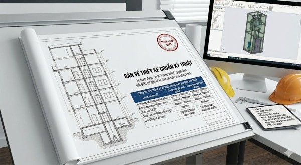 Thông số kỹ thuật và bản vẽ thiết kế thang máy chuẩn kỹ thuật Thông số kỹ thuật và bản vẽ thiết kế thang máy chuẩn kỹ thuật