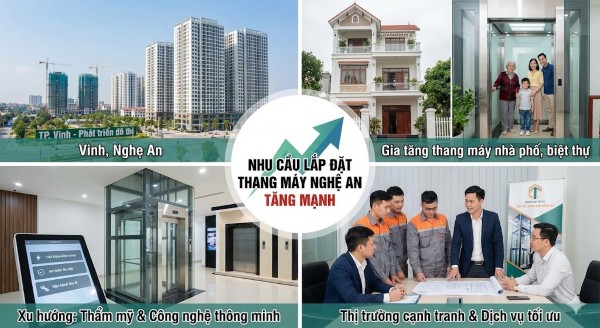Nhu cầu lắp đặt thang máy Nghệ An tăng mạnh trong những năm gần đây