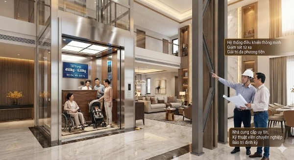 Thông số kỹ thuật và kích thước thang máy từ 450kg đến 650kg