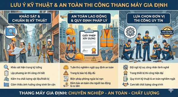 Những lưu ý kỹ thuật và an toàn khi thi công lắp đặt thang máy tại khu vực Phú Nhuận