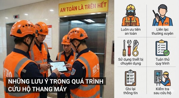 Những lưu ý trong quá trình cứu hộ thang máy Những lưu ý trong quá trình cứu hộ thang máy