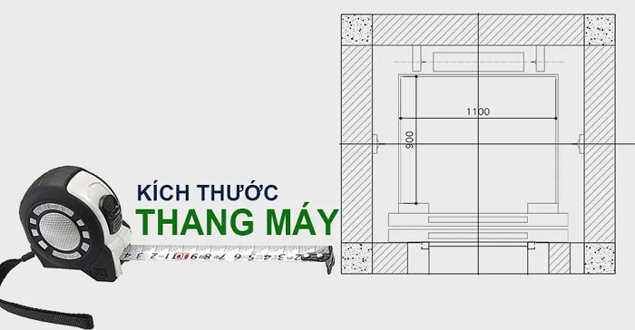 Kích thước hố thang tiêu chuẩn cho thang máy mini thường từ 1300mm x 1300mm