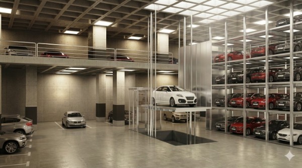 Thang máy tải ô tô là thiết bị vận chuyển xe ô tô