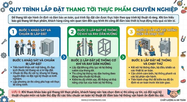3 bước lắp đặt thang tời thực phẩm đảm bảo thiết bị hoạt động hiệu quả và bền bỉ