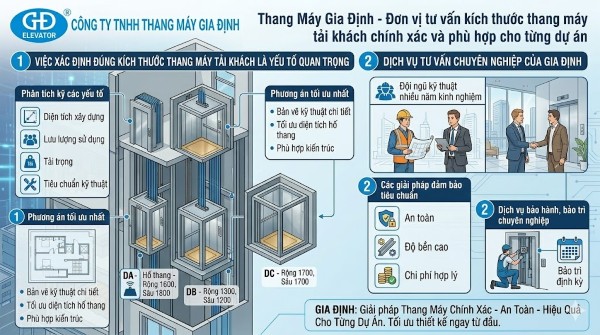 Thang Máy Gia Định - Đơn vị cung cấp dịch vụ tư vấn kích thước thang máy tải khách chính xác và phù hợp cho từng dự án