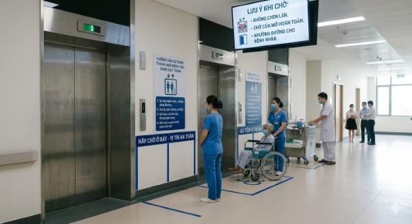 Cách sử dụng thang máy bệnh viện bên ngoài cabin