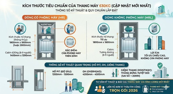 Kích thước tiêu chuẩn của thang máy 630kg (Cập nhật mới nhất) Kích thước tiêu chuẩn của thang máy 630kg (Cập nhật mới nhất)