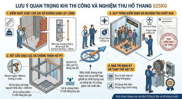 Lưu ý quan trọng khi thi công và nghiệm thu hố thang 525kg Lưu ý quan trọng khi thi công và nghiệm thu hố thang 525kg